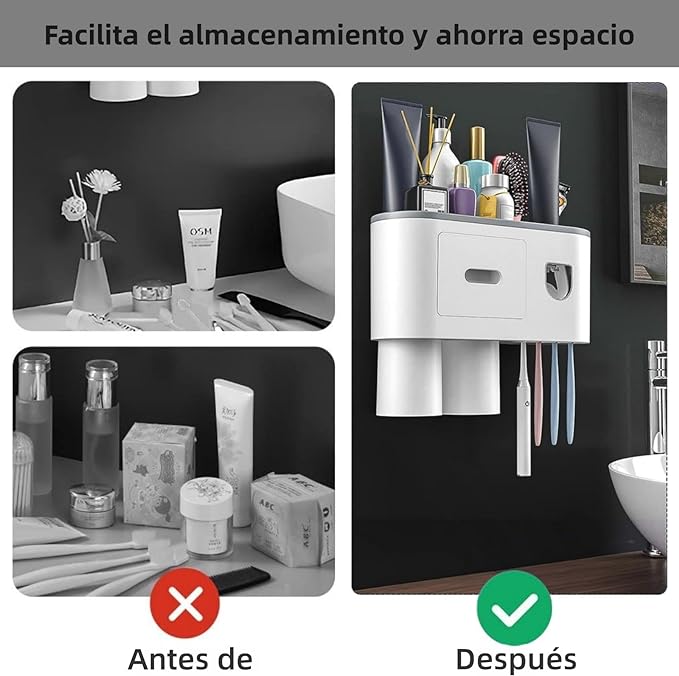 Porta-cepillos de Pared con Dispensador Automático