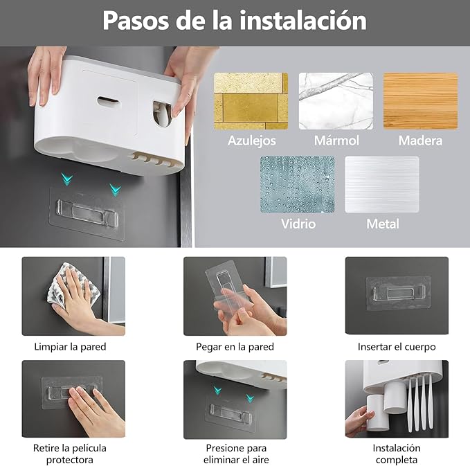 Porta-cepillos de Pared con Dispensador Automático