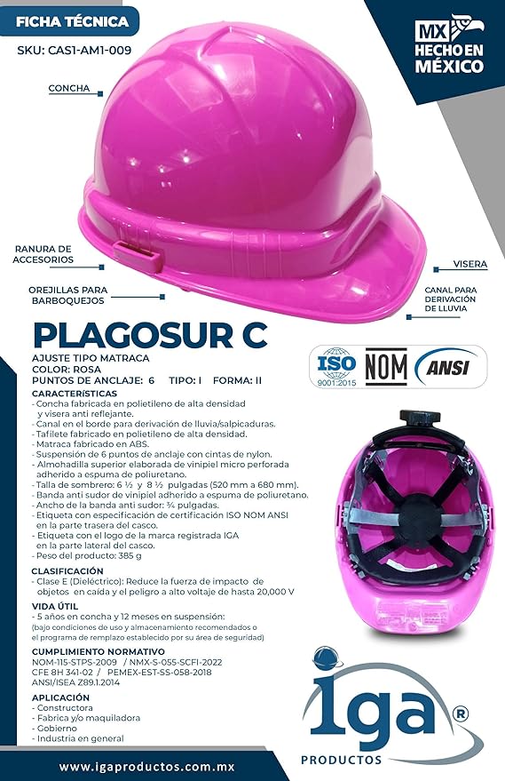 Casco de Seguridad Industrial - rosa