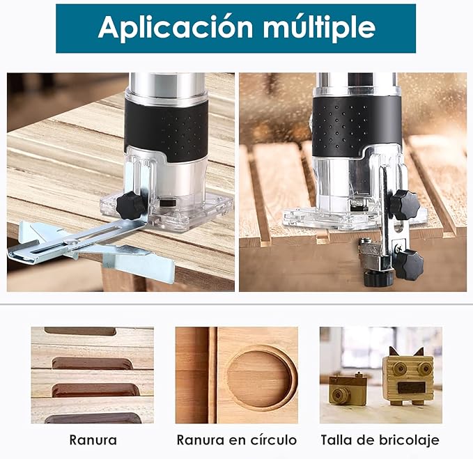 Router eléctrico para corte y grabado de madera y metal.