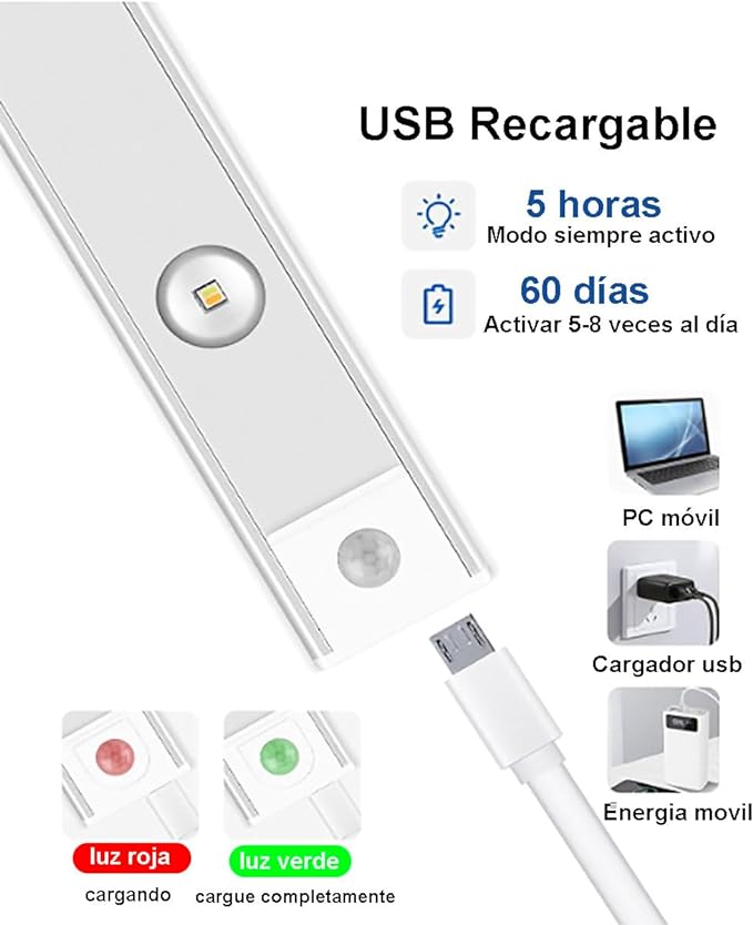 Lampara Led Recargable con Sensor de Movimiento