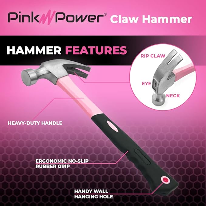 Martillo Rosa de 16 oz marca Pink Power