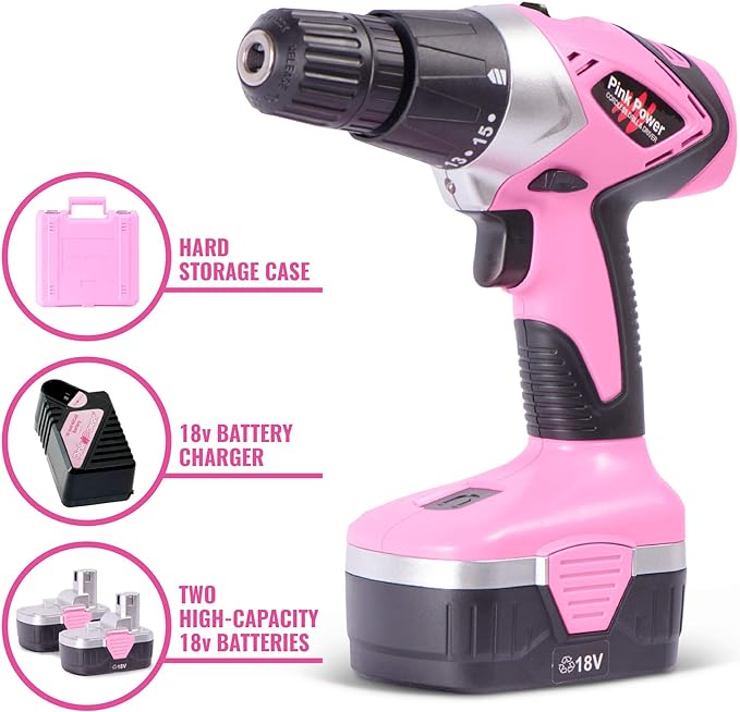 Juego de taladro inalámbrico de 18 V - PINK POWER