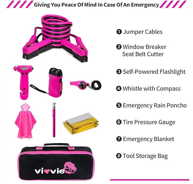 Kit de emergencia para coche - rosa